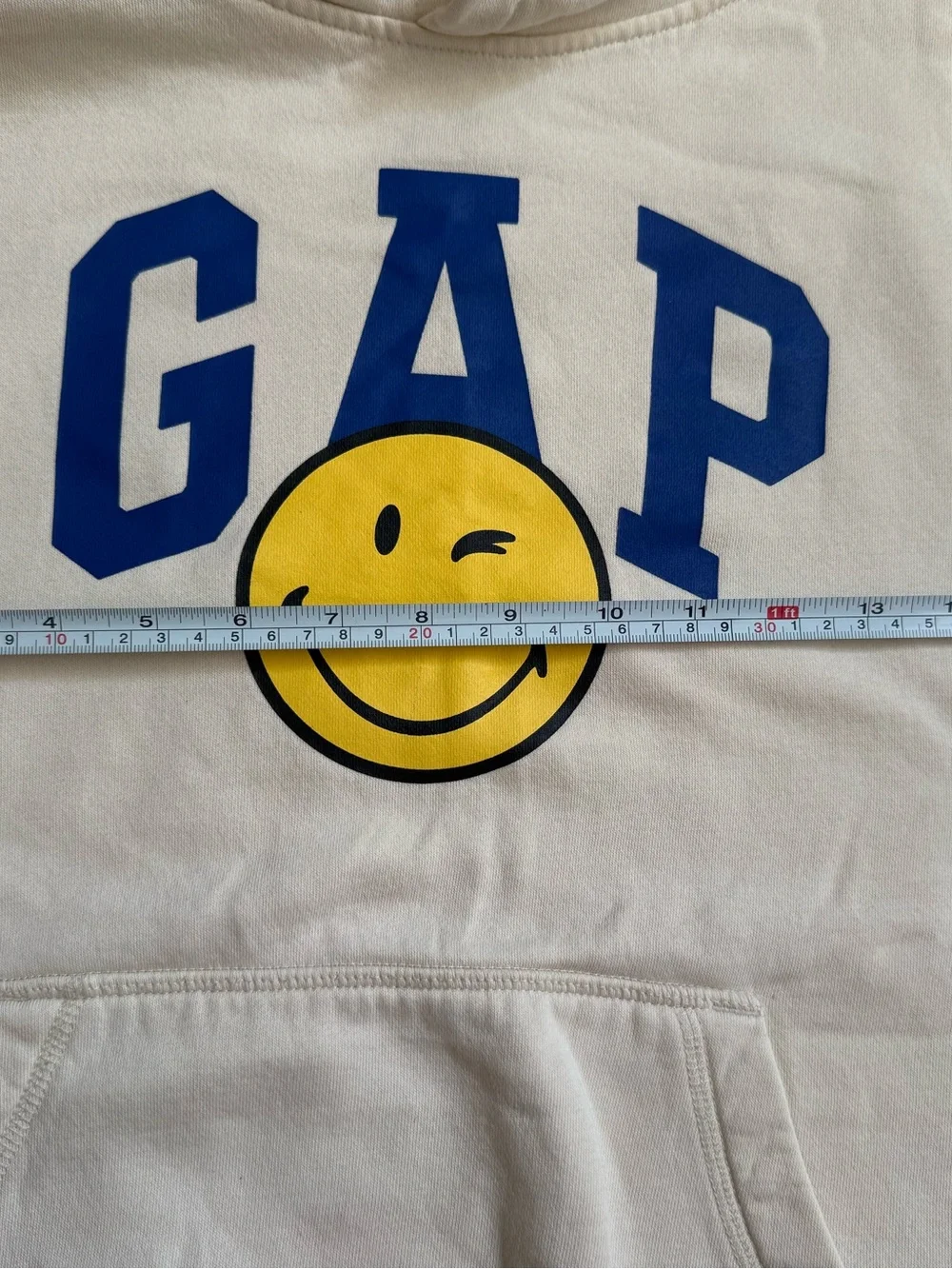 Gap Kids SmileyWorld Hoodie Girls L 10 Sherpa Lined Cream Pullover Sweatshirt